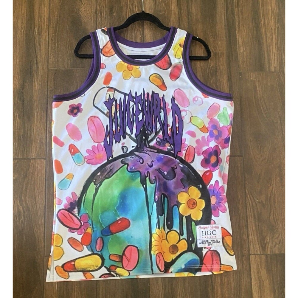 🔥😻JUICE WRLD 999 Pills Headgear Classics Basketball Jersey CL